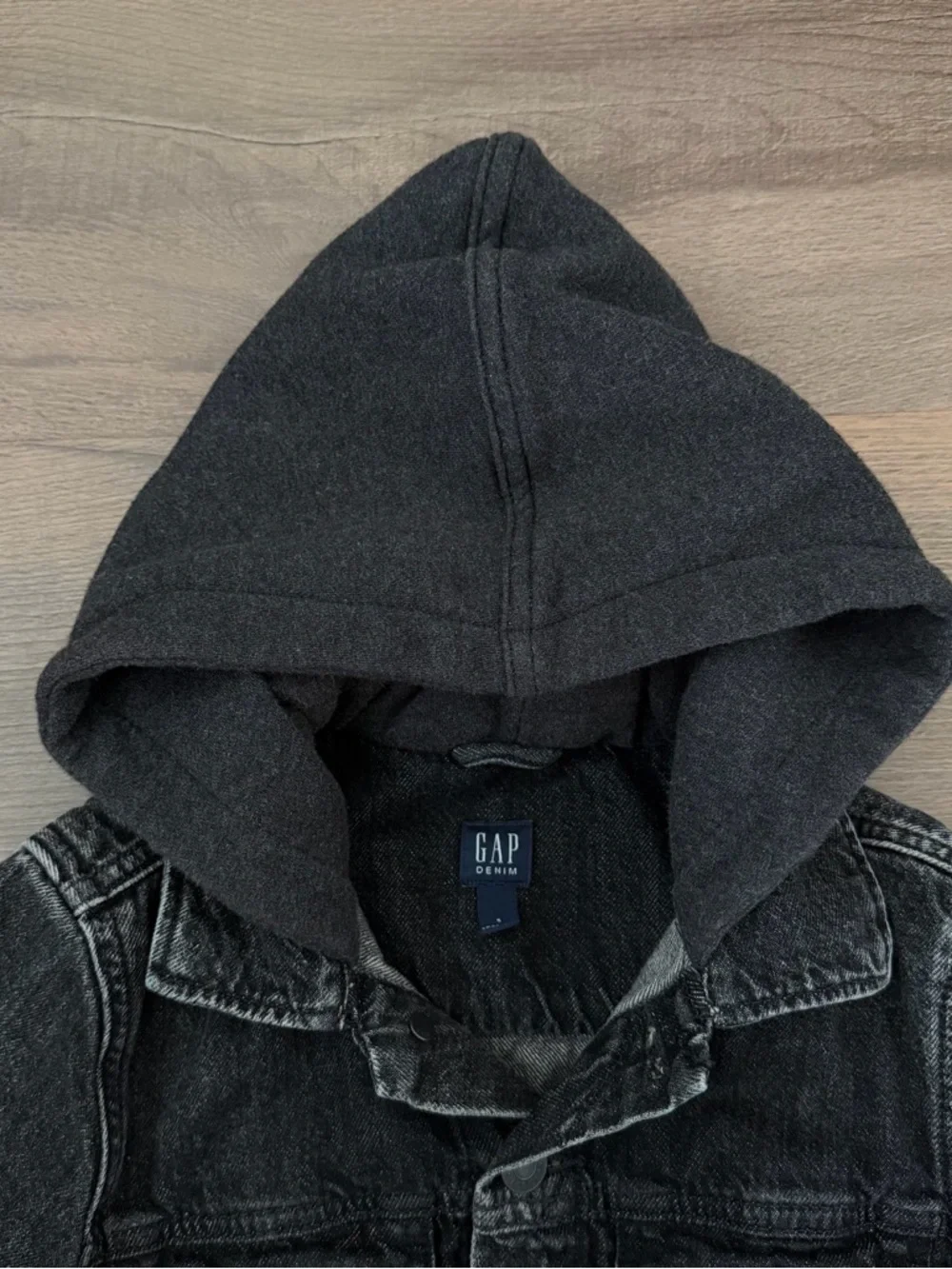 GAP Kids Black Hooded Jean Jacket